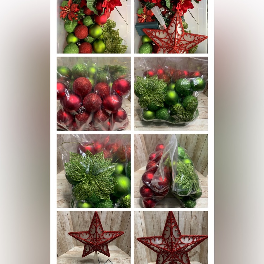 Festive Red and Green Holiday Ornament Set